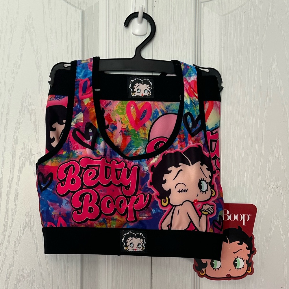 Betty Boop Women's Colorful Graphic Sports Bra - Pink Multi